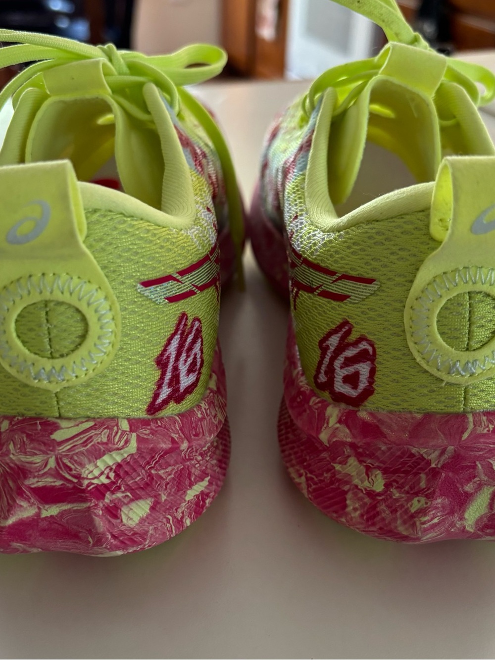 ASICS Neon Yellow & Pink Women's Athletic Running Shoes - Picture 4 of 6